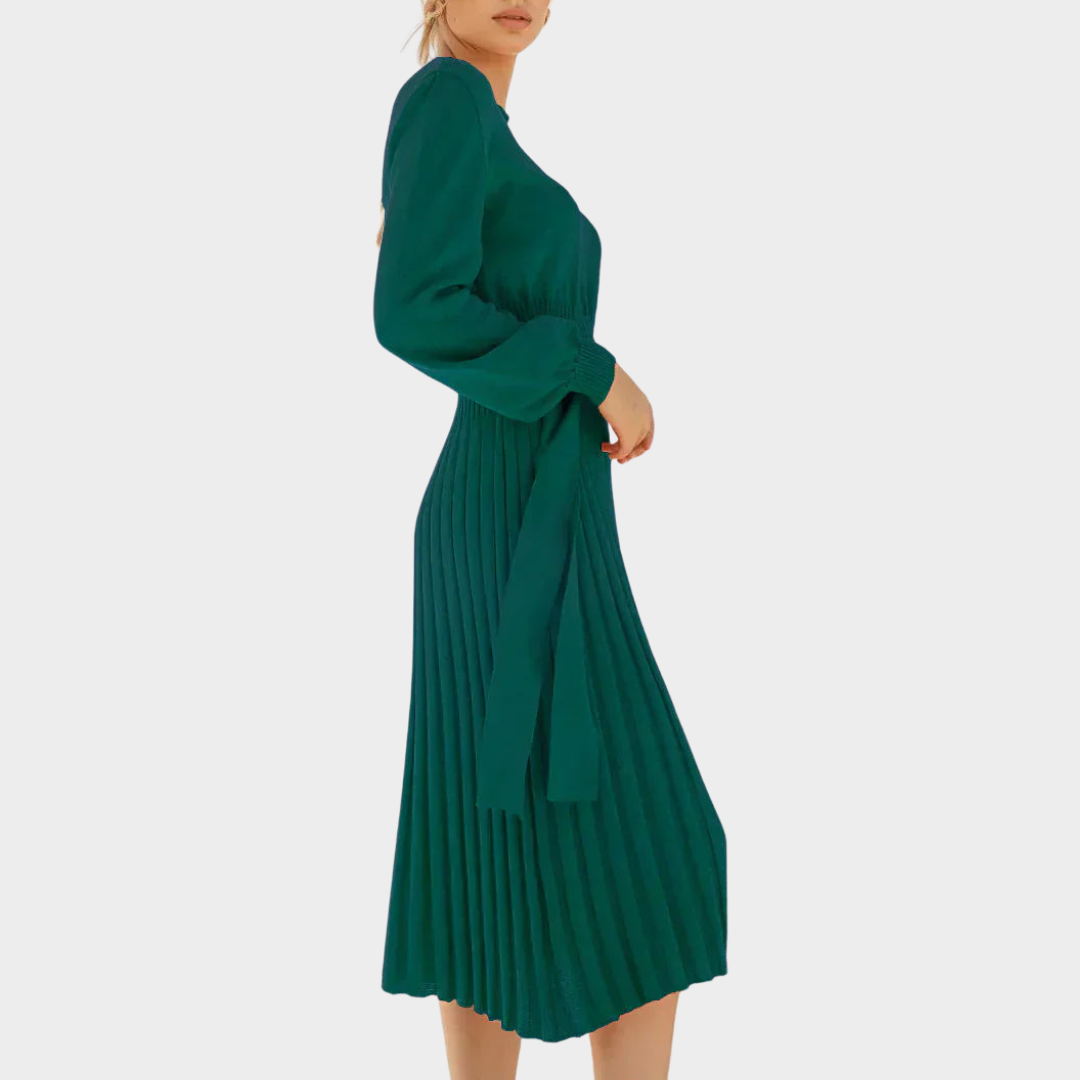 Women's Knitted Midi Dress – Long Sleeve Slim Fit Pullover – Multiple Colours