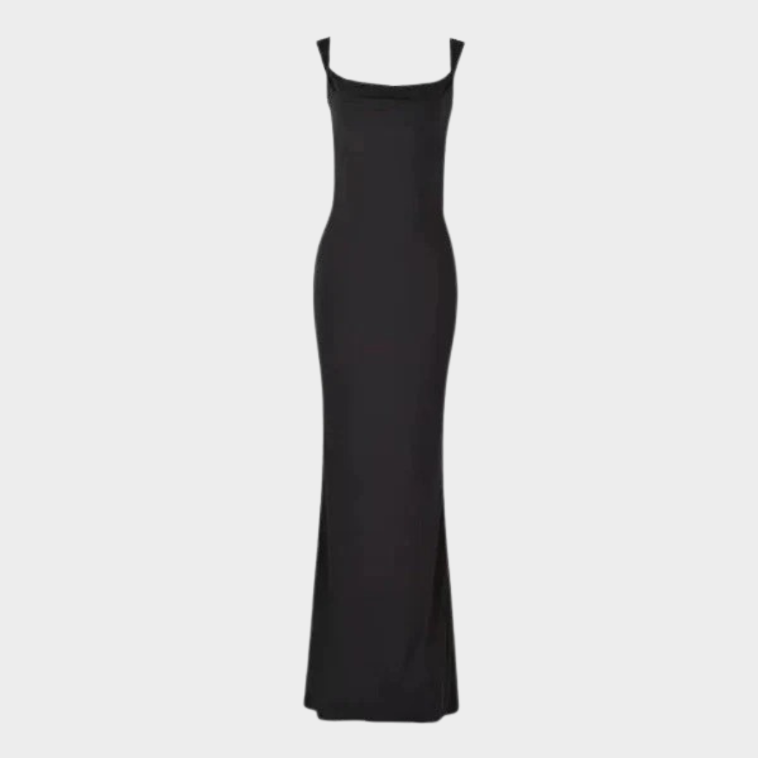 Women's Elegant Maxi Dress – Backless Bodycon Evening Gown with Bow Detail and Wide Straps – Prom and Formal Wear – Multiple Colours