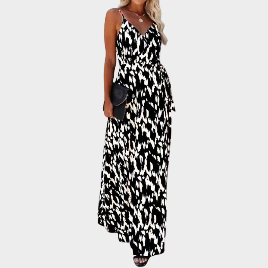 Women Printed Long Dress – Side Slit – Round Neck – Lightweight Fabric – Multiple Colours