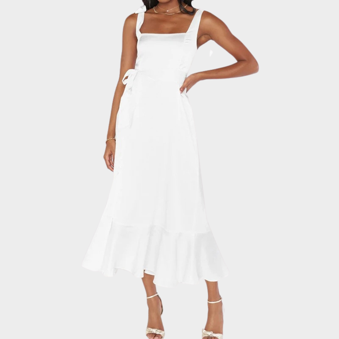 Women’s Slim Fit Long Dress – Elegant French Style with Waist Split – Lightweight – Multiple Colours