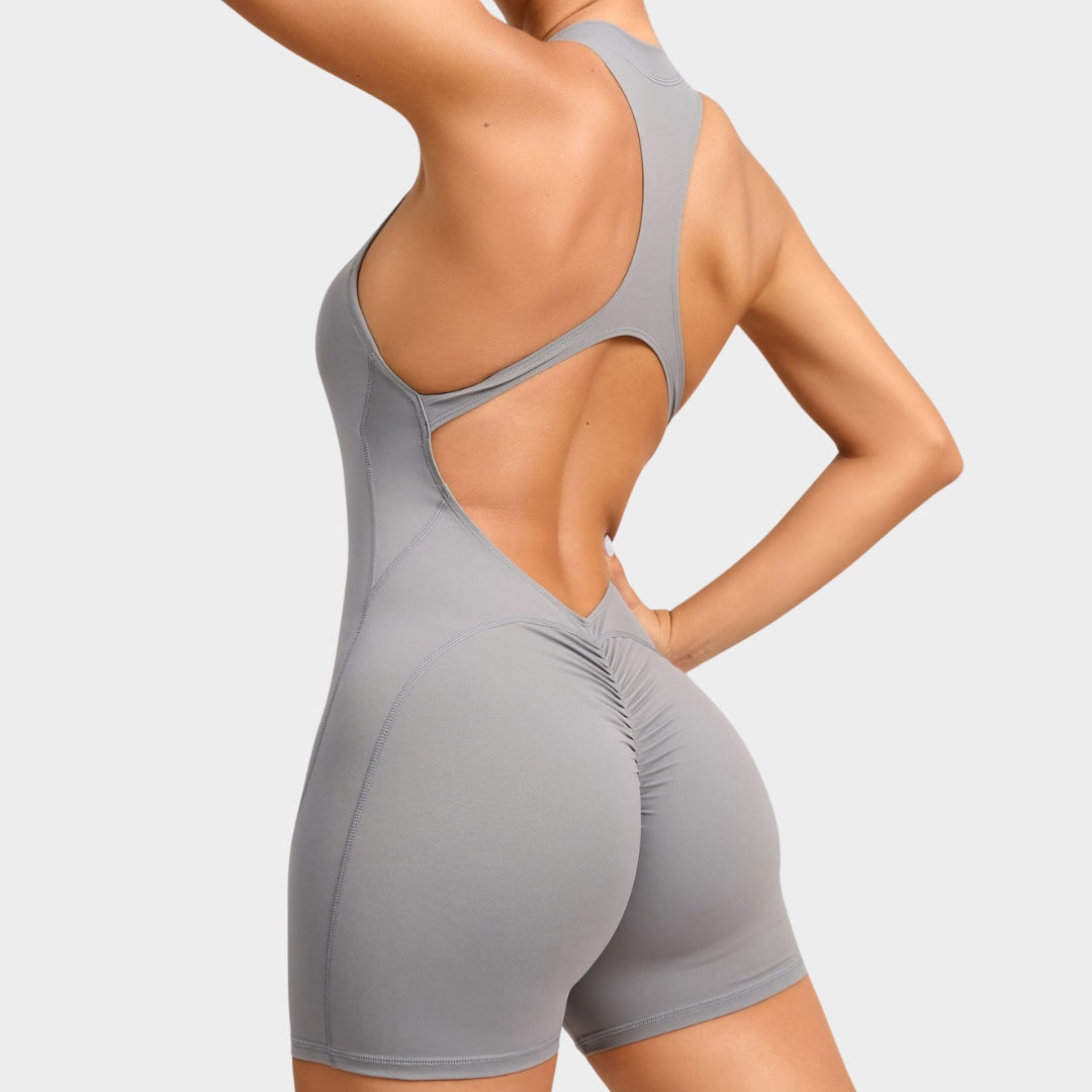 Women's Sleeveless Sports Jumpsuit - One-Piece Gym Romper - Scrunch Back - Multiple Colours