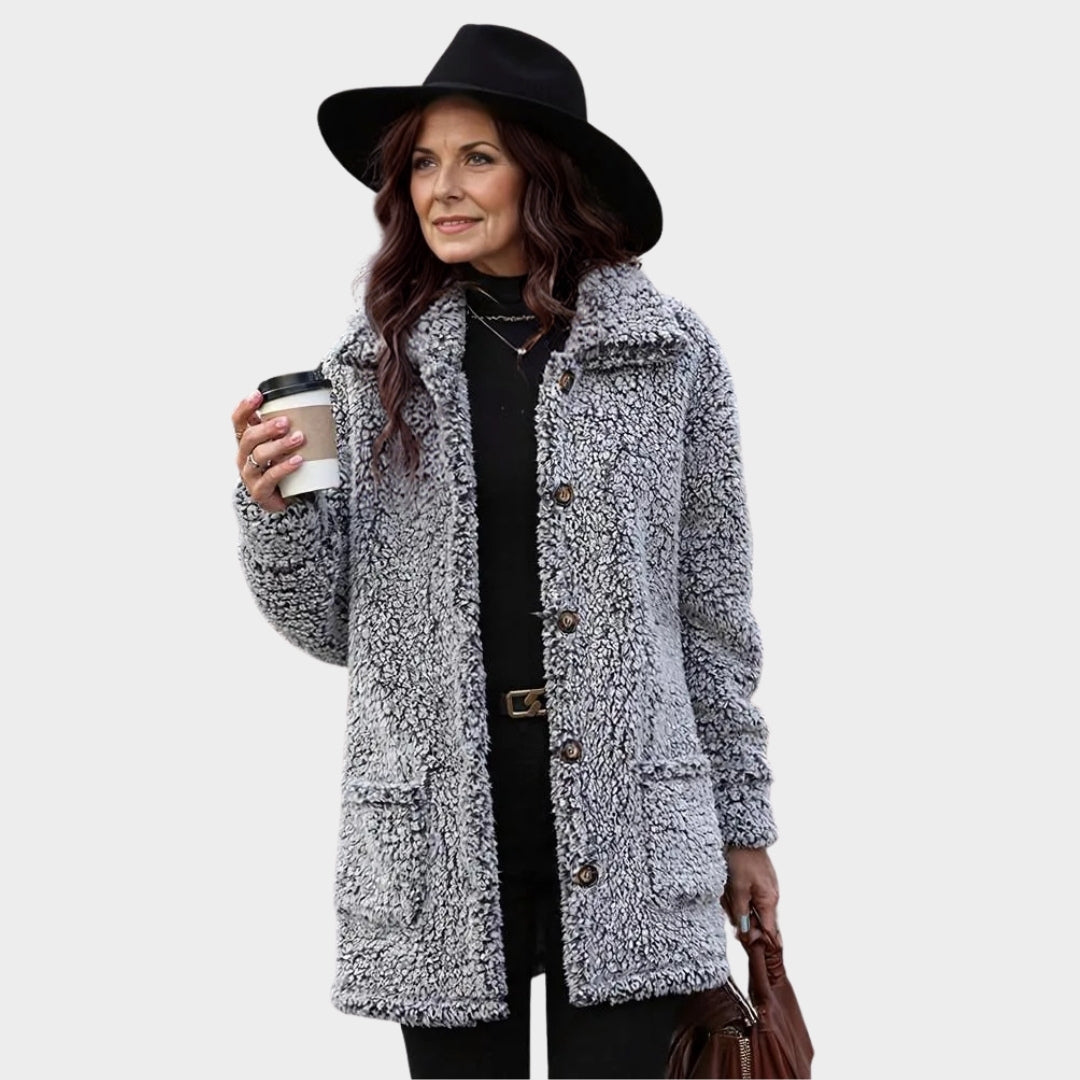 Winter Women’s Hooded Coat – Single Breasted, Thick Plush, Long Jacket, Black, Brown
