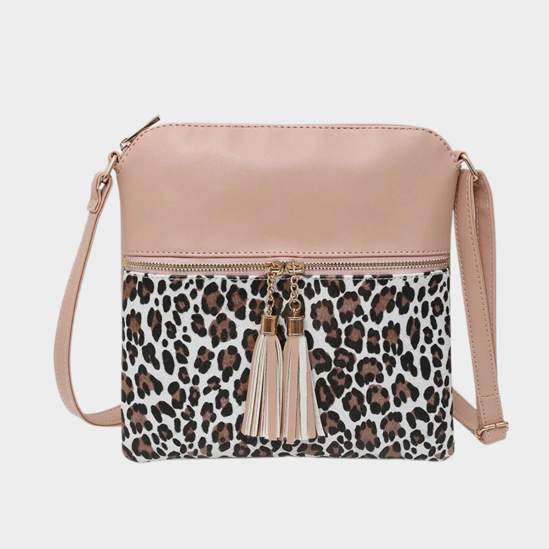 Women's Vintage Crossbody Shoulder Bag – PU Leather with Tassel Detail and Leopard Print – Multiple Colours