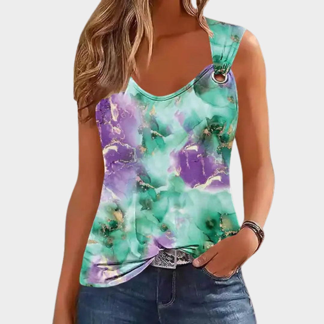 Women’s Marble Print Tank Top – Sleeveless Casual T-Shirt – Lightweight Soft Fit – Stretch Fabric – Multiple Colours