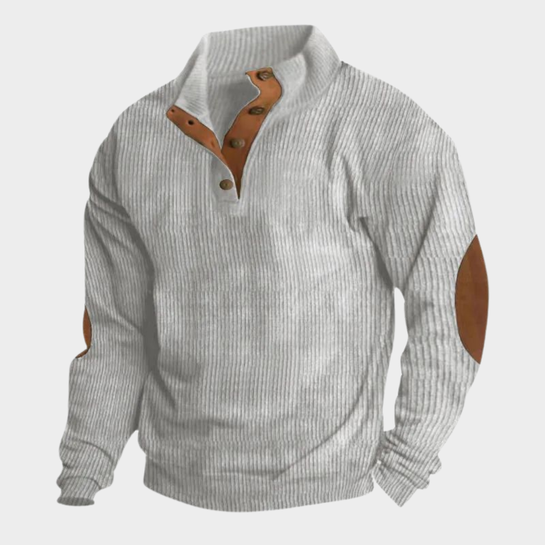 Men’s Pullover Sweatshirt – Corduroy Fabric – Stand Collar – Long Sleeves – Casual Fit – Multiple Colours