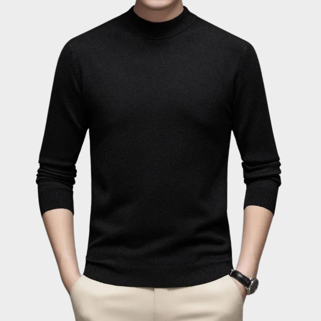 Men's Wool Sweater – Slim Fit Turtleneck Cashmere Knit, Solid Colors