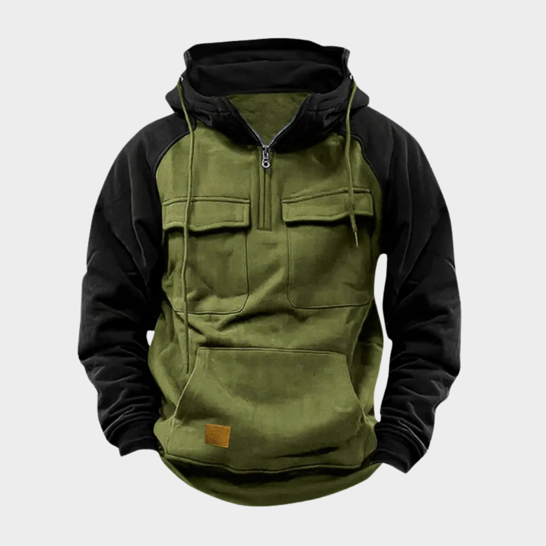 Men Outdoor Utility Hoodie – Long Sleeve Zipper Workwear Sweatshirt Cotton Poly Blend with Pockets Relaxed Fit – Multiple Colours