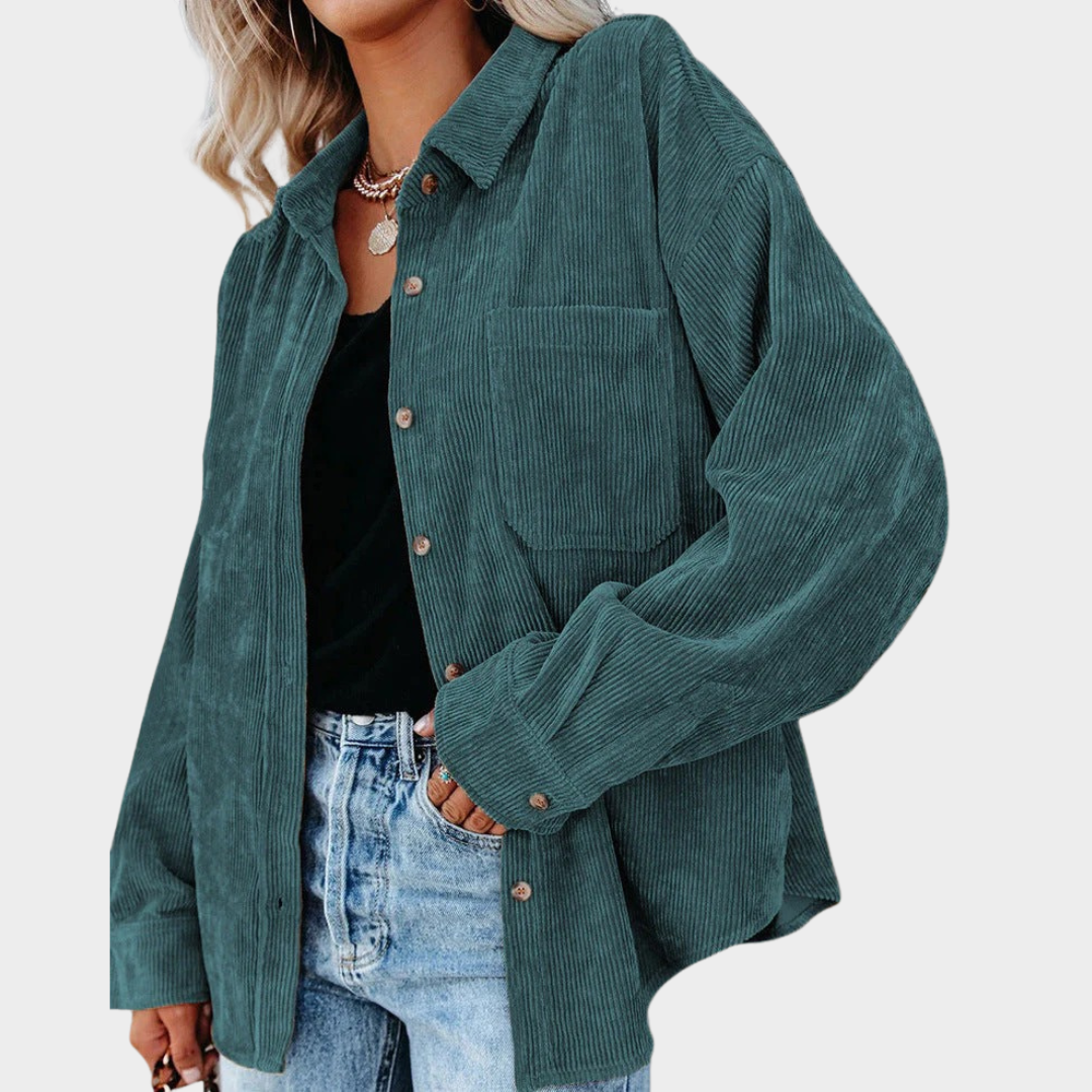 Women’s Oversized Button-Up Shirt – Rolled Sleeve Casual Fit with Textured Fabric – Lightweight Polyester Blend – Multiple Colours