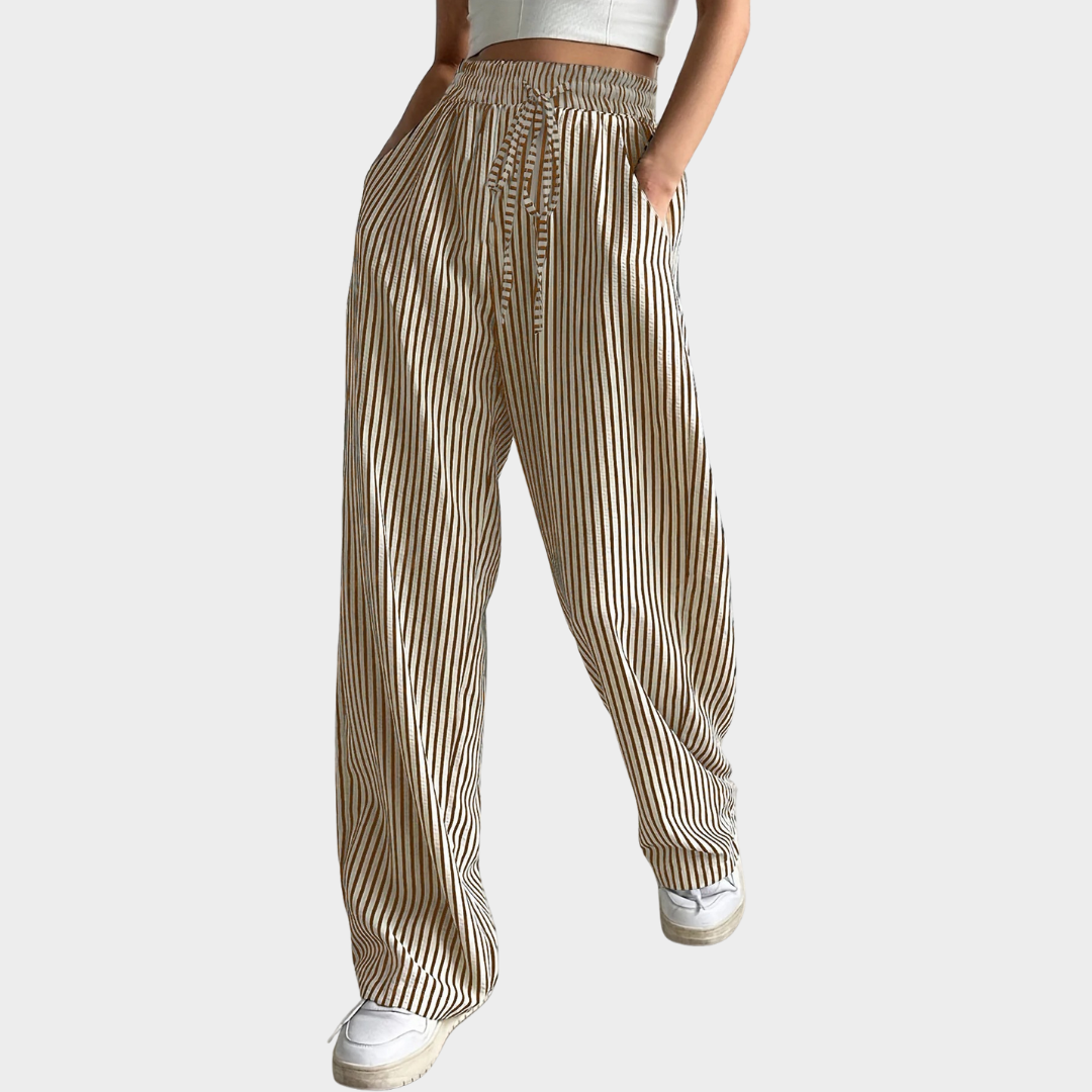 Women’s Striped Relaxed Fit Bottom – Lightweight Casual Wear with Breathable Fabric – Timeless Comfortable Design – Multiple Colours