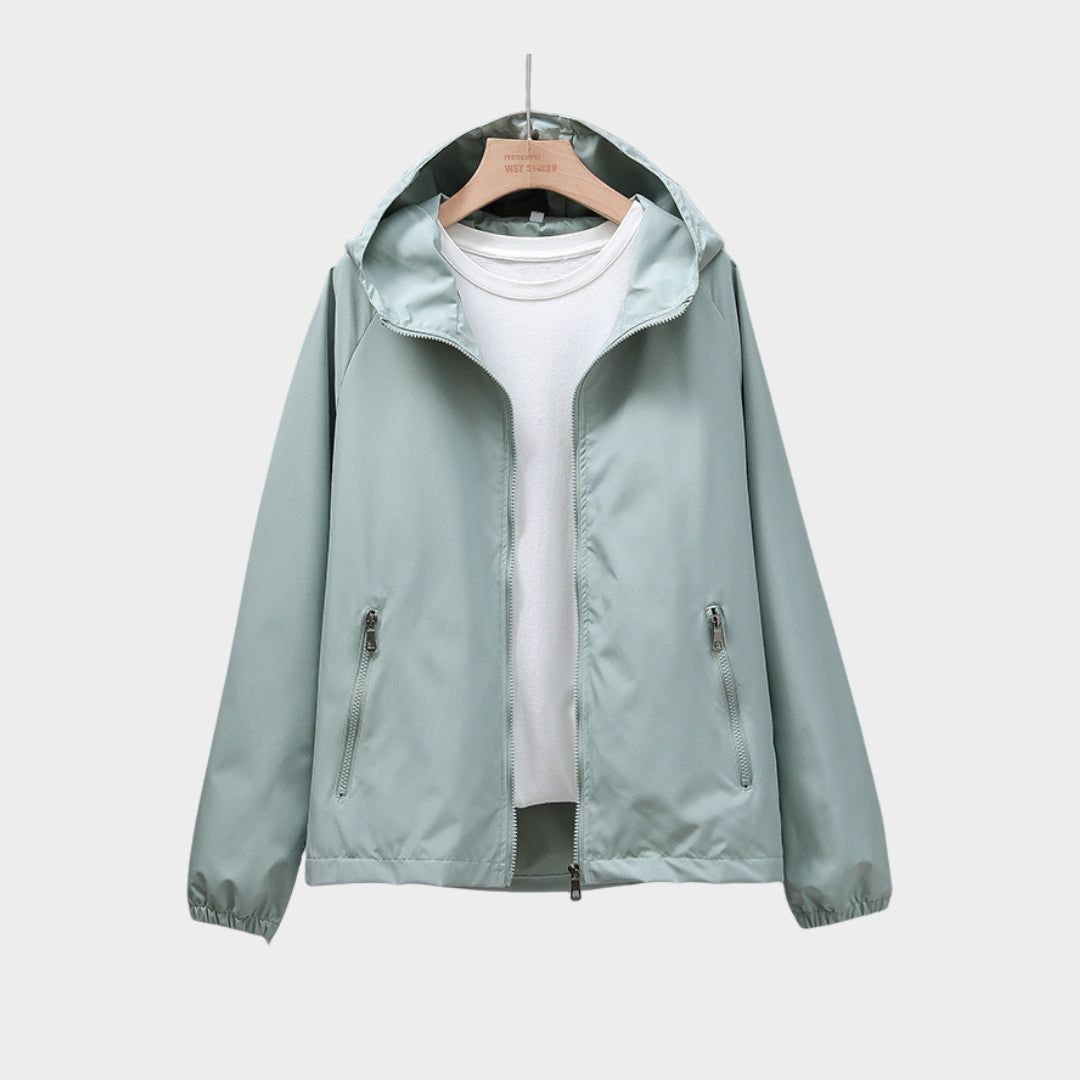 Female Windbreaker Hooded Jacket – Lightweight Casual Sports Coat, Travel Outerwear (Green, Black, and More)
