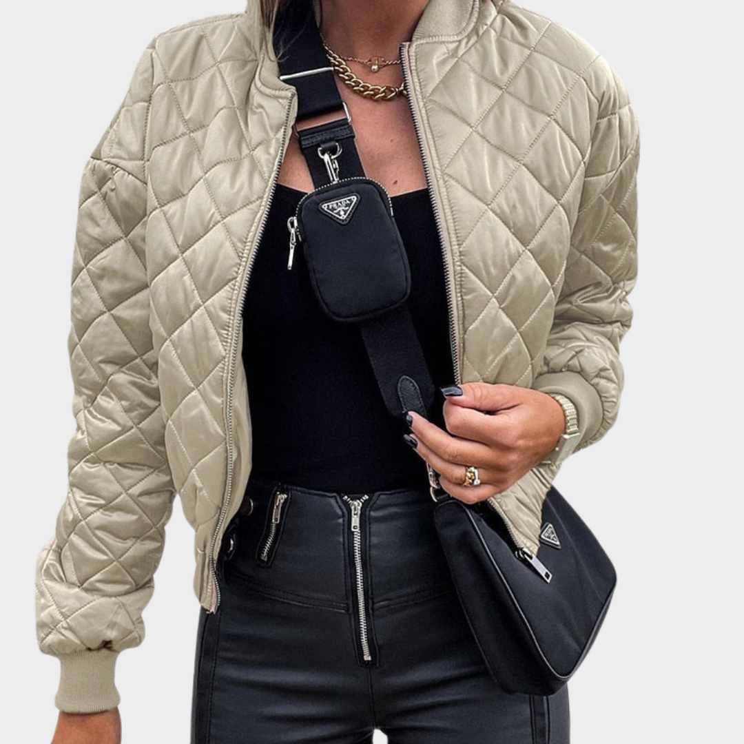 Women's Quilted Puffer Jacket – Short MA1 Style – Sequin Angel Wings – Warm & Stylish – Multiple Colours
