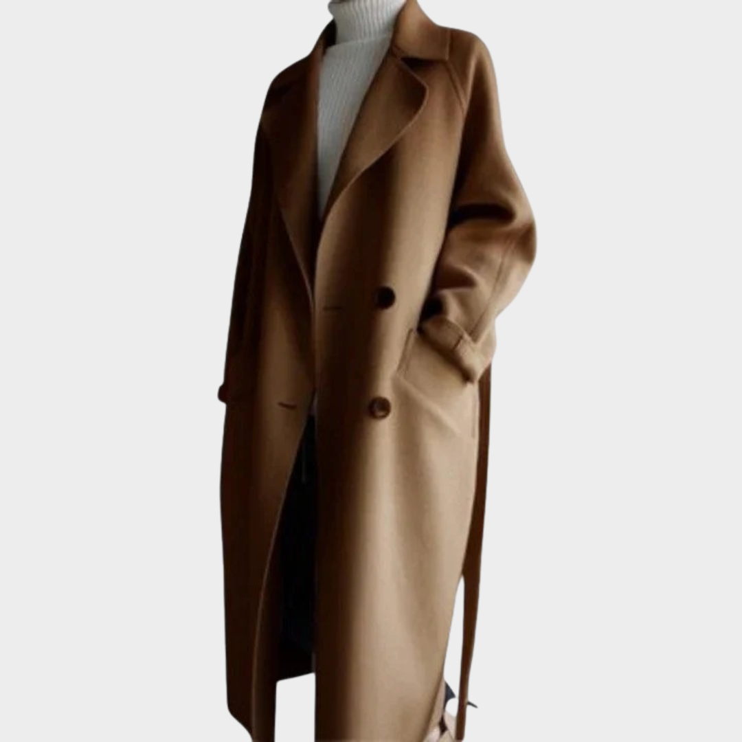 Women Wool Blend Long Coat – Elegant Loose Fit Maxi Overcoat with Lapel Collar – Timeless Outerwear – Multiple Colours