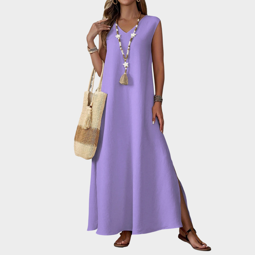 Women Casual Beach Dress – V-Neck – Loose Fit – Tank Top Style – Soft Material – Multiple Colours