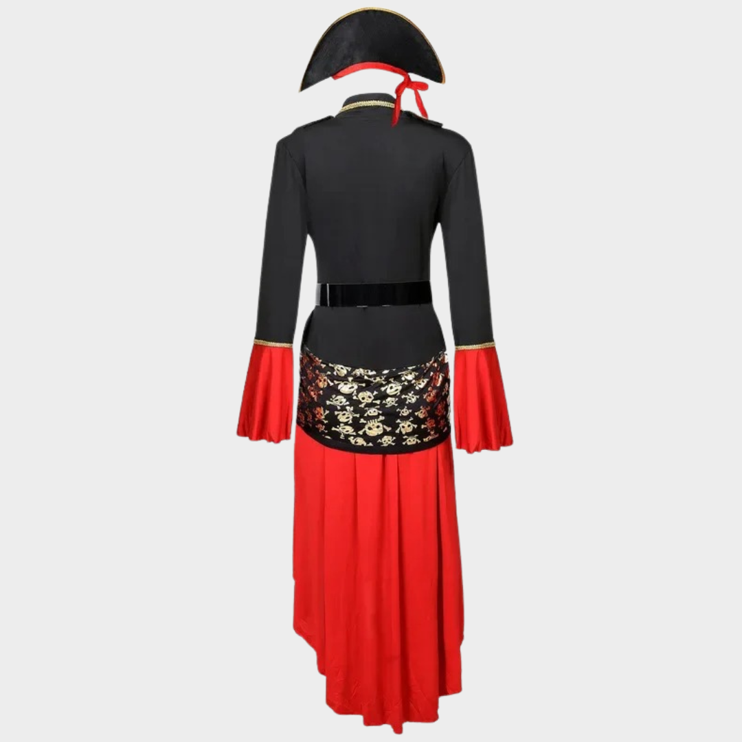 Women Caribbean Pirate Captain Halloween Costume – Gothic Cosplay Outfit Inspired by Jack – Fancy Role Play Party Suit – Red