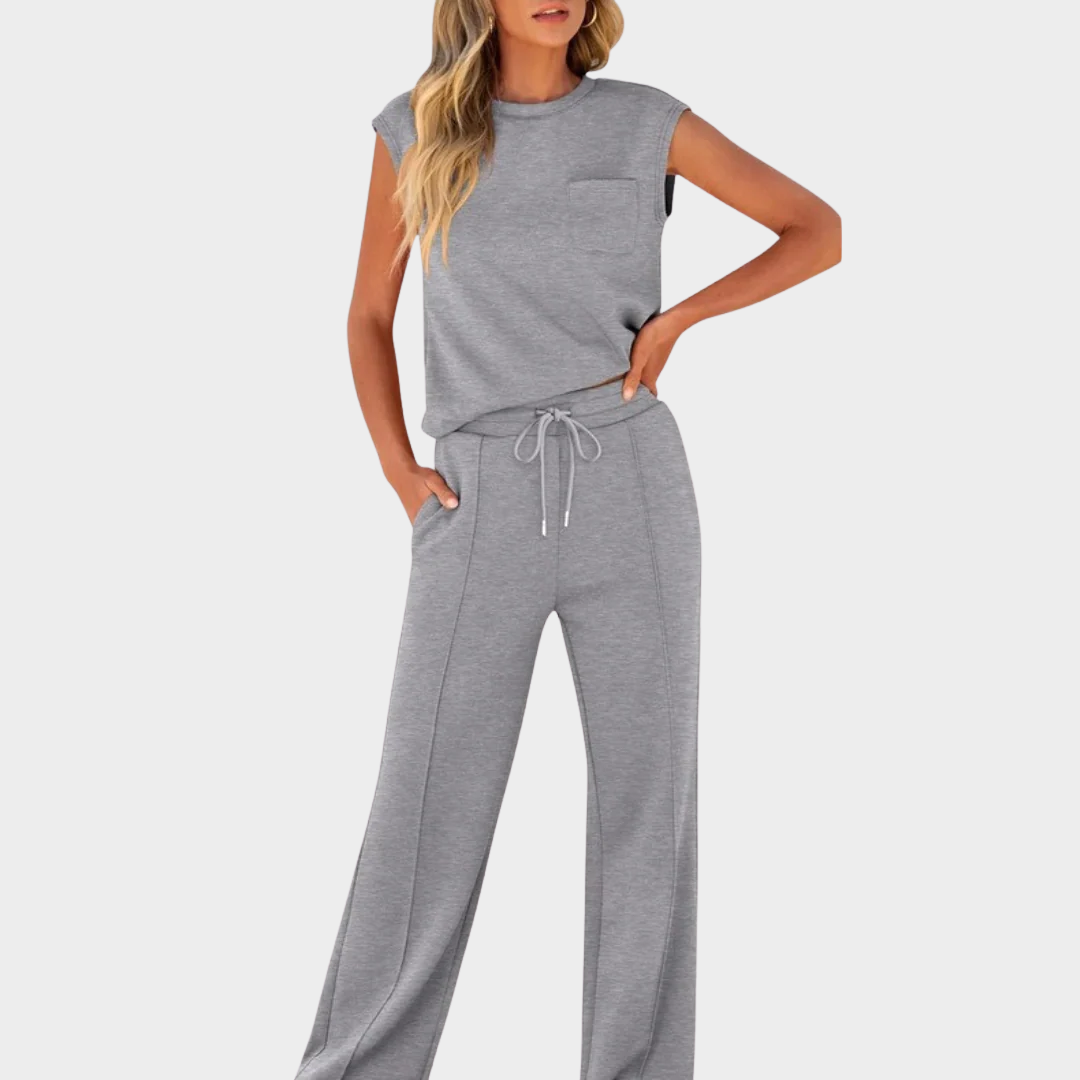 Women’s Casual Lounge Co-Ord – High Waist Two-Piece Sleeveless Set – Multiple Colours