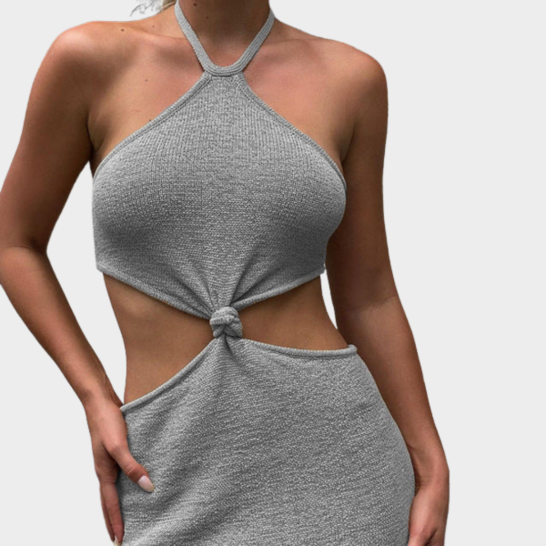 Women's Halter Dress – Hollow Out – Mid-Calf – Retro Streetwear – Multiple Colours