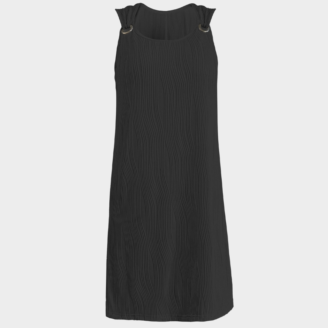 Women's V-Neck Sleeveless Dress – Metal Button Detail – Elegant Fit – Multiple Colours