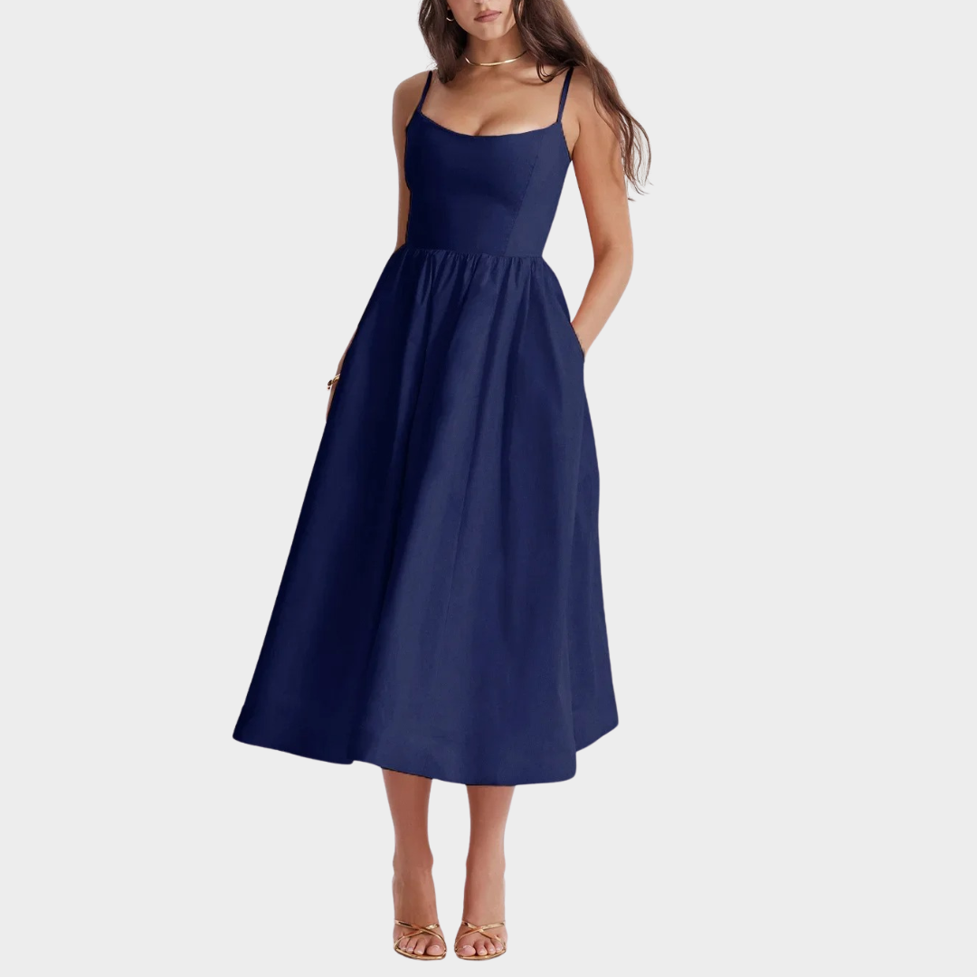 Women's Spaghetti Strap Long Dress – Elegant Sleeveless Party Gown – Multiple Colours