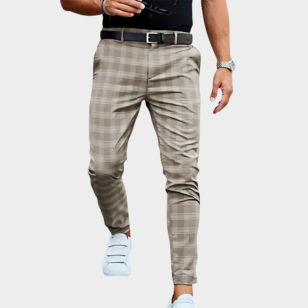 Men's Checkered Trousers – Straight Leg – Slim Fit – Business Casual – Plaid Pattern – Comfortable Fabric – Multiple Colours