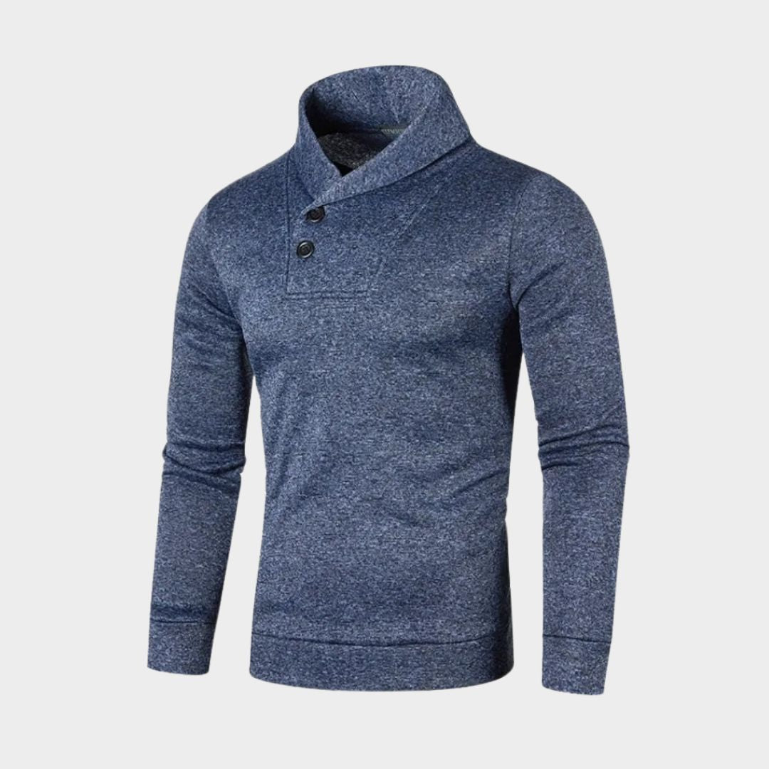 Autumn Men's Half Turtleneck Sweater – Button Neck Slim Fit Warm Winter Pullover (Black, Navy Blue, and More)