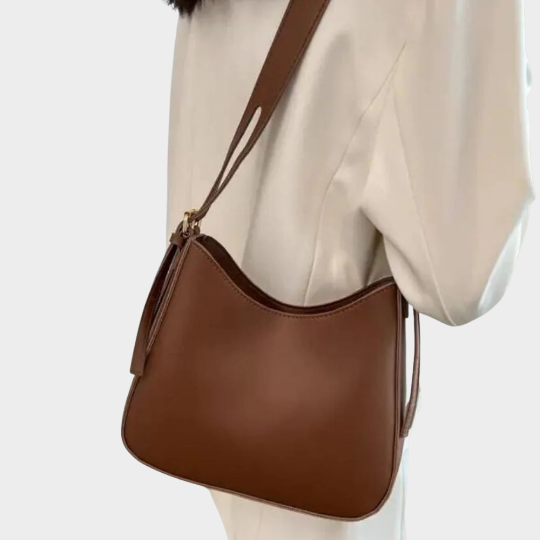Women's Structured Crossbody Bag – Faux Leather with Gold Accents and Adjustable Strap – Elegant Compact Design – Multiple Colours