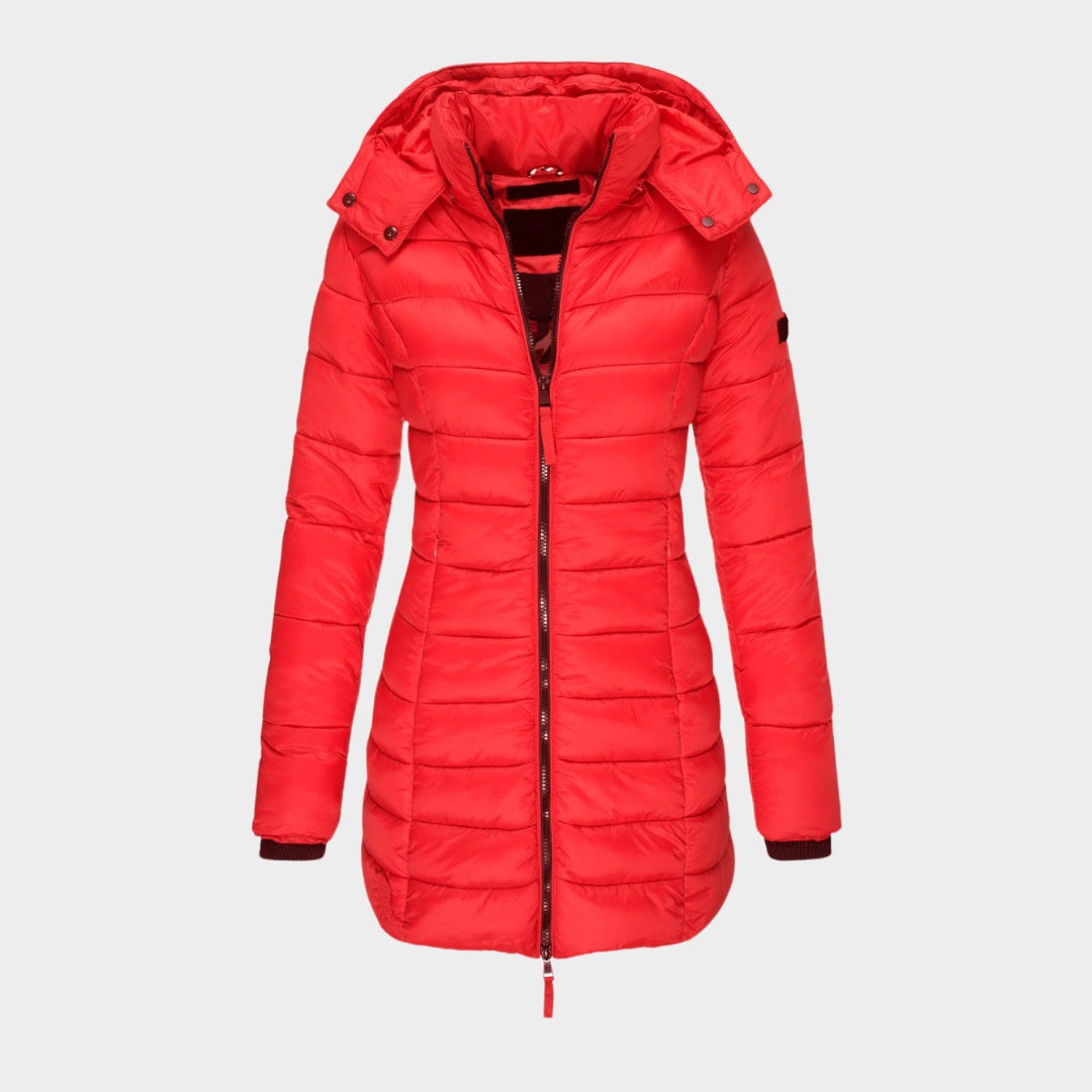 Women’s Cotton Padded Winter Coat - Slim Hooded Parka with Zipper, Warm Long Sleeve Jacket, Army Green, Black, and More