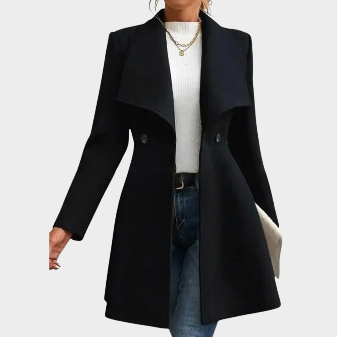 Women’s Elegant Woolen Coat – Long Slim Fit Notch Collar Jacket – Thickened Outerwear – Multiple Colours