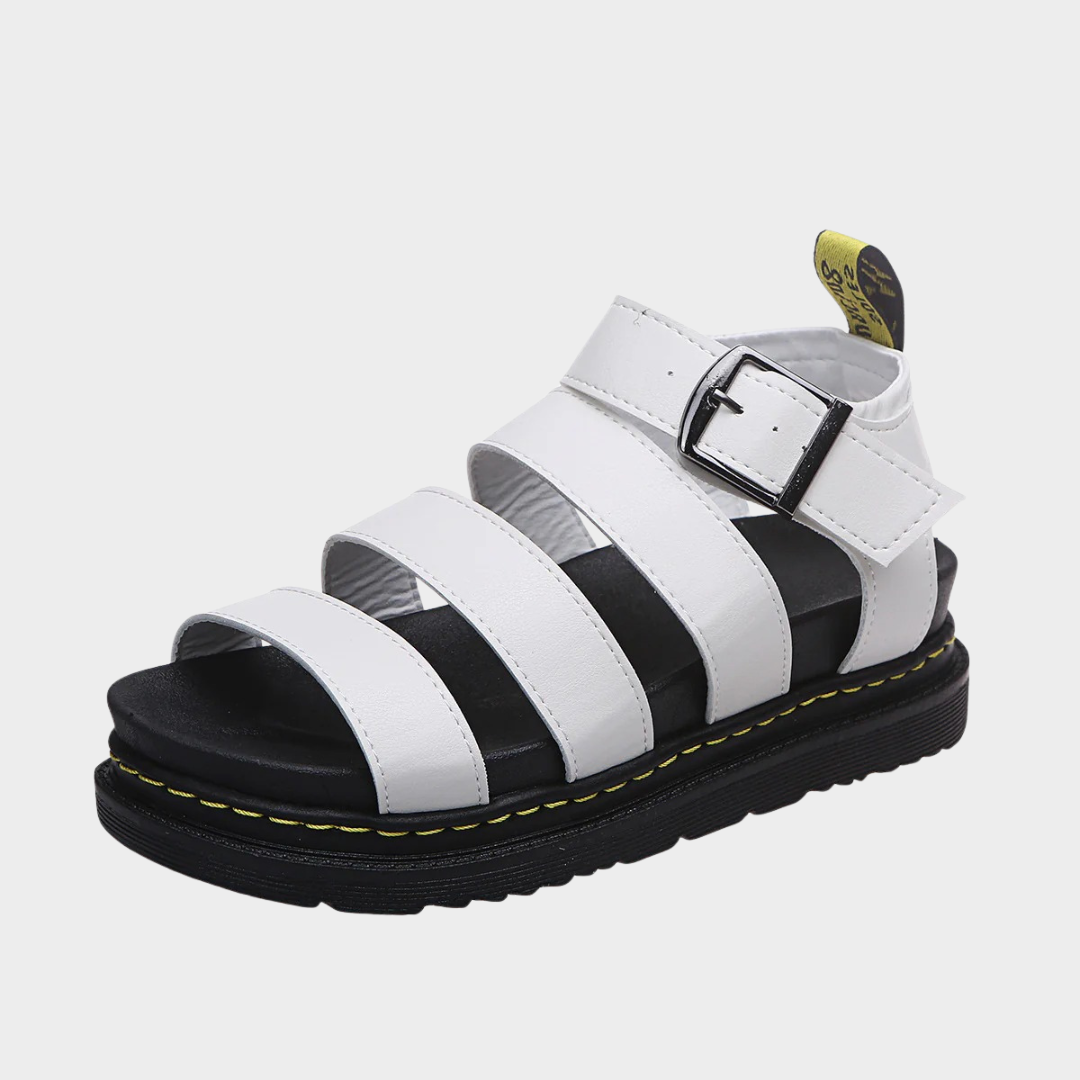 Women Sandals – Thick Sole PU Casual Roman Shoes with Round Head and Buckle Strap – Comfortable Slip-On Summer Footwear – Multiple Colours