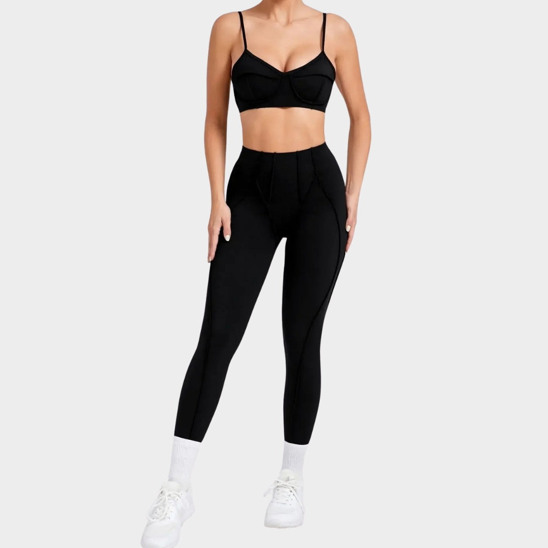 Women's Seamless Yoga Set - High-Waist Butt-Lifting Leggings & Backless Sports Bra - Stretch & Breathable Gym Outfit - Multiple Colours
