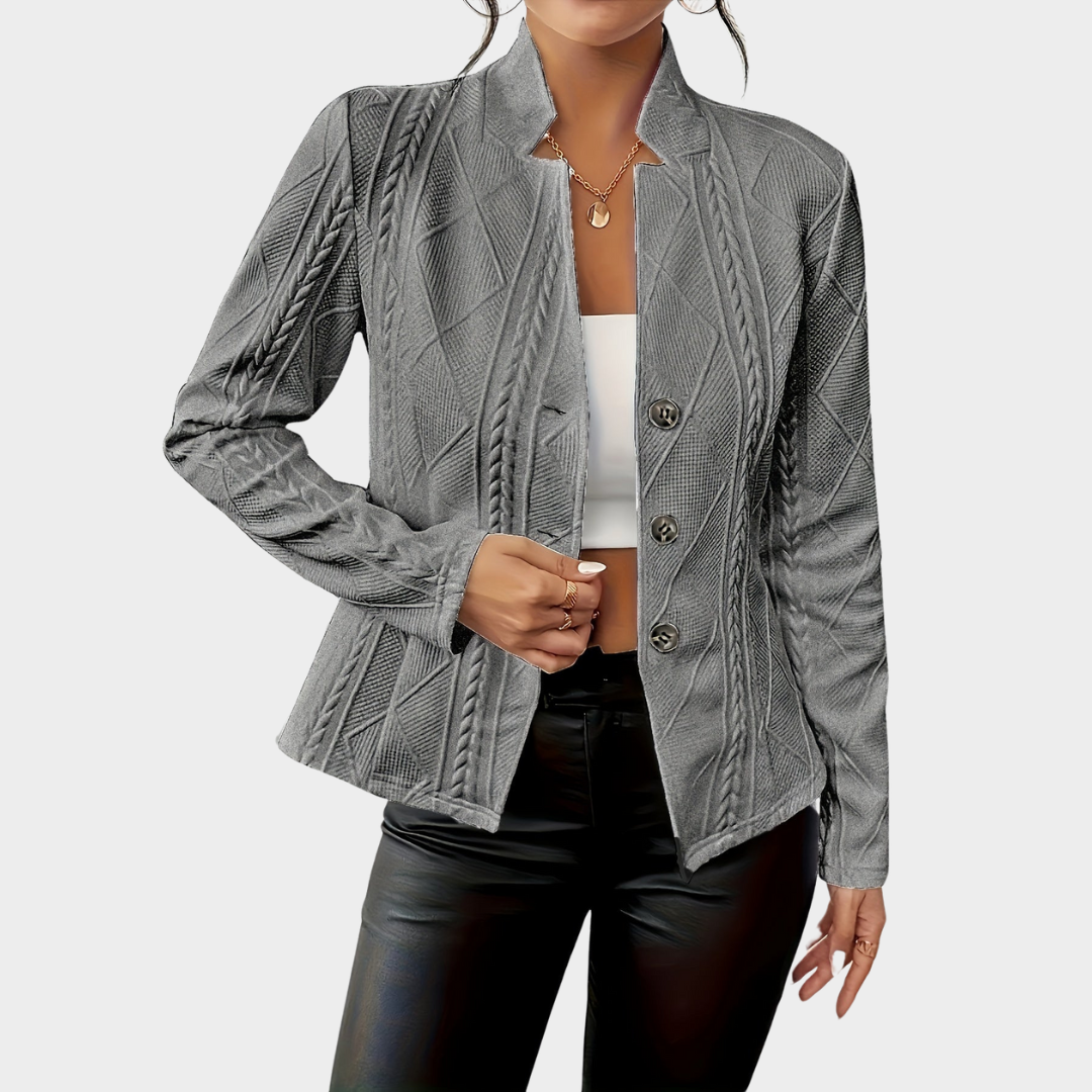 Women's Blazer – Knitted Fabric – Button Detail – Elegant & Comfortable – Multiple Colours
