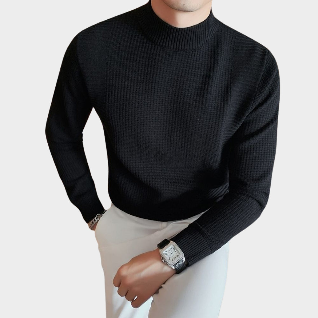 Men's Knitted Pullover Sweater - Half Turtle Neck - Wool Blend - Casual Fit - Multiple Colours