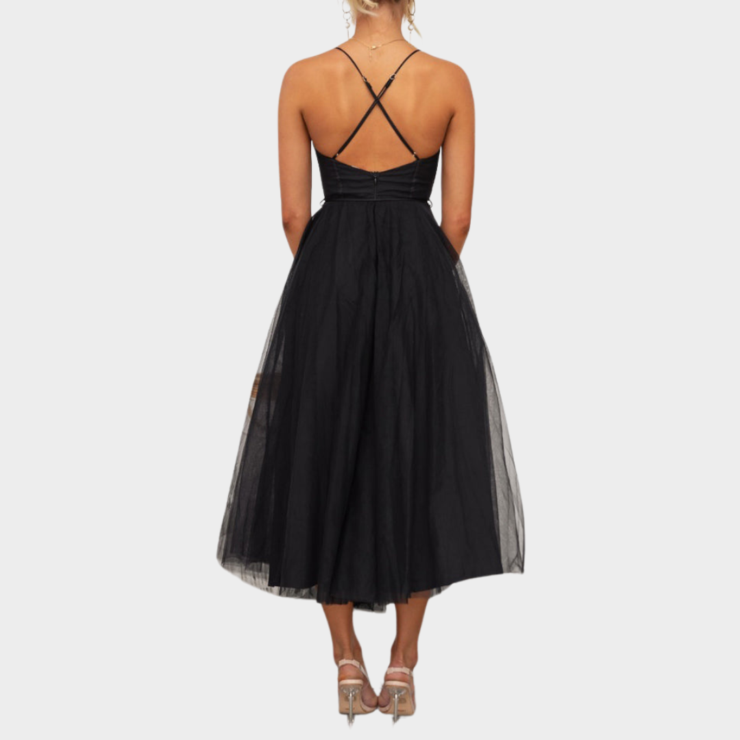 Women's Mesh Suspender Dress – Sleeveless Cocktail Party Dress – Elegant Evening Wear – Multiple Colours