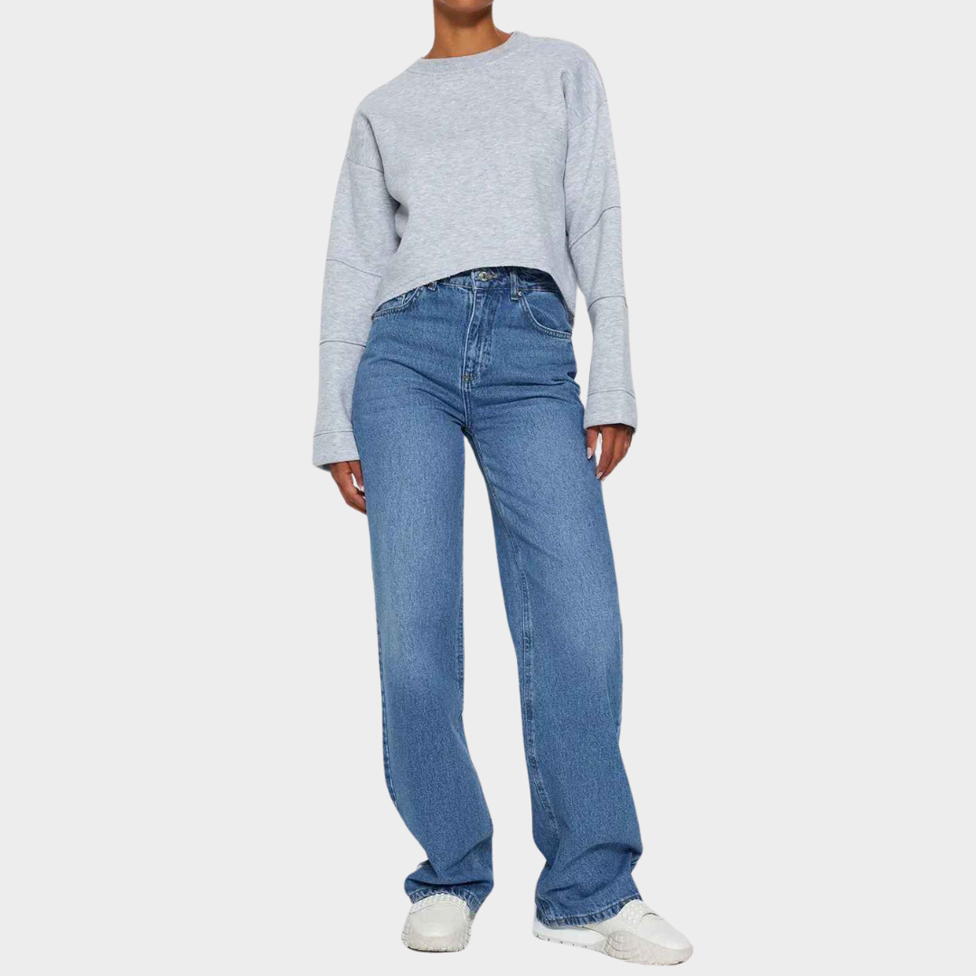 Women's Wide Leg Jeans - Casual Loose Fit Denim Trousers - Beltless Design - Multiple Colours