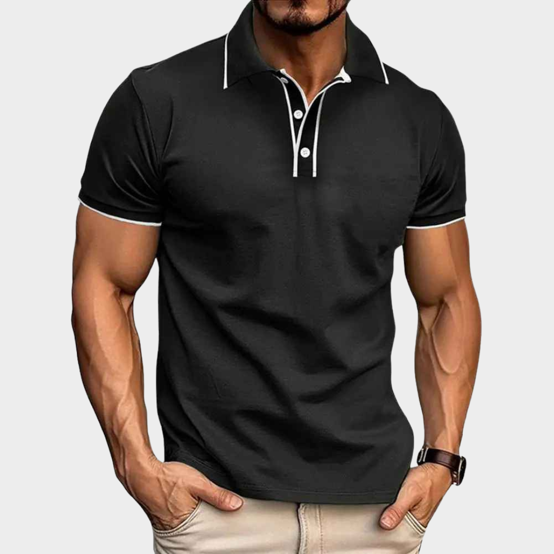Men's Polo Shirt – Athletic Fit Short Sleeve with Cotton Blend and Piping Detail – Multiple Colours