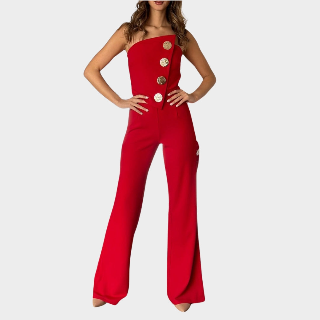 Women Romper Jumpsuit – Backless Tube Top, Bootcut Long Pants, Summer Streetwear
