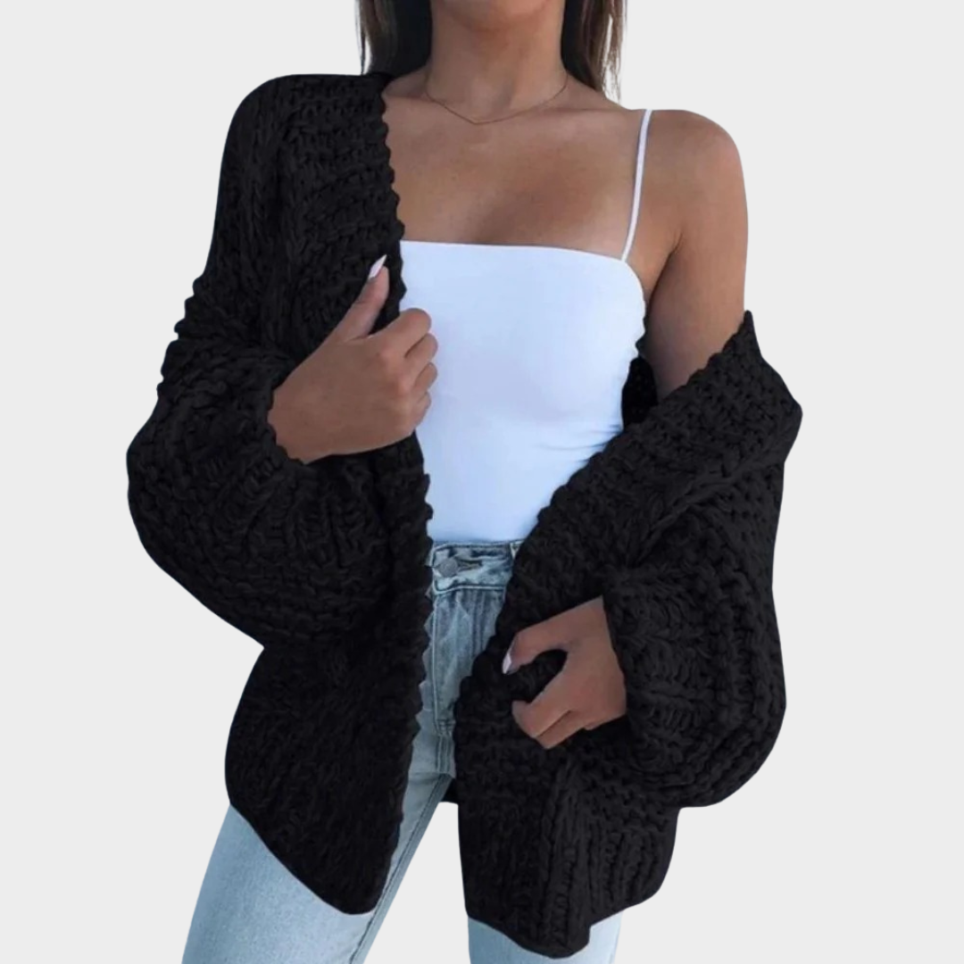 Women’s Chunky Knit Relaxed Cardigan – Soft Open Front Sweater – Cozy Texture with Flattering Loose Fit – Multiple Colours