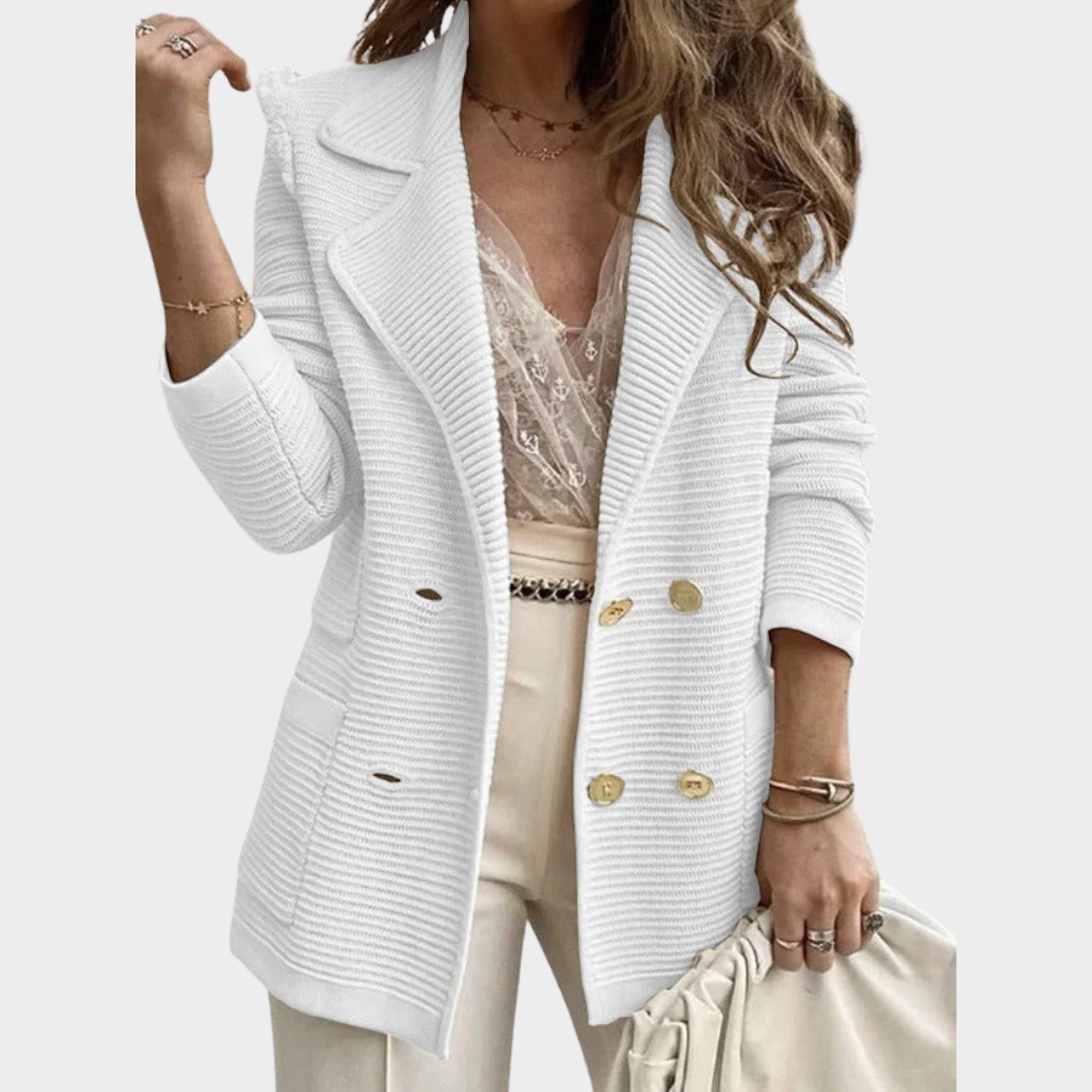 Women's Cotton Long Sleeve Outerwear – Pit Stripe Suit Jacket – Casual Fashionable Slim Fit Coat – Multiple Colours