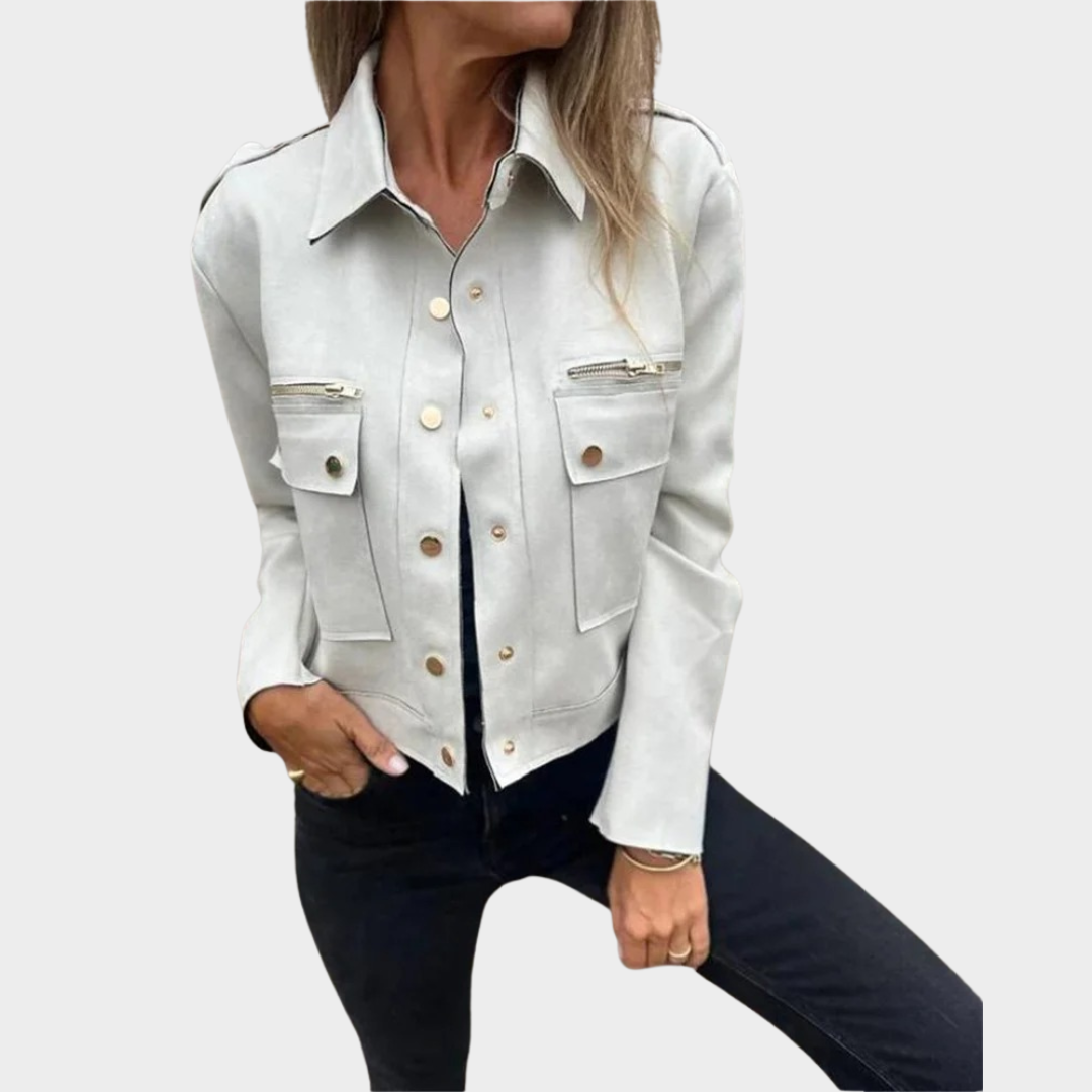 Women's Long Sleeve Jacket – Deerskin Velvet Button Front Casual Outerwear – Multiple Colours
