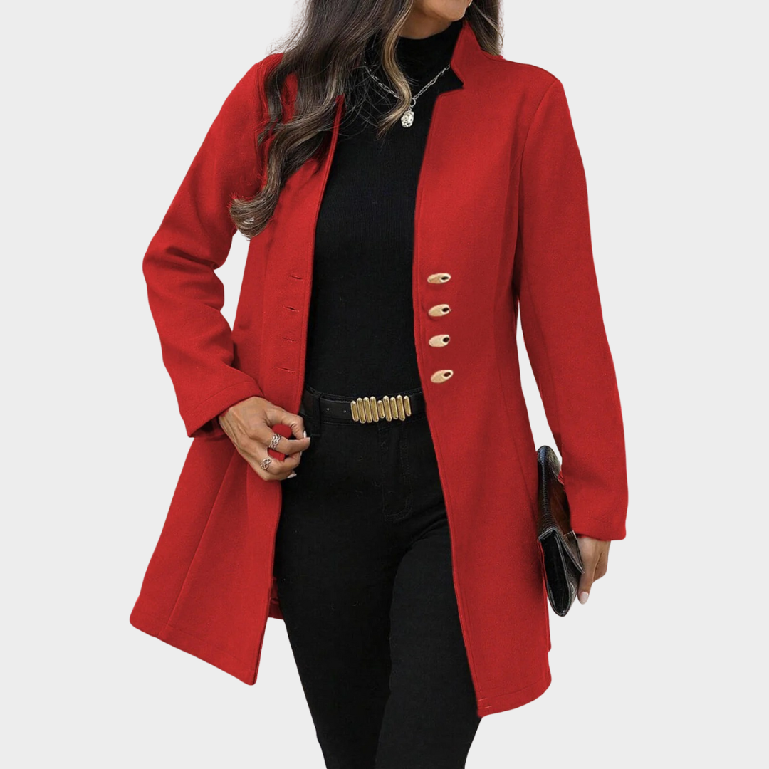 Women’s Wool Blend Coat – Slim Fit Mid-Length Jacket with Classic Lapel and Button Front – Multiple Colours