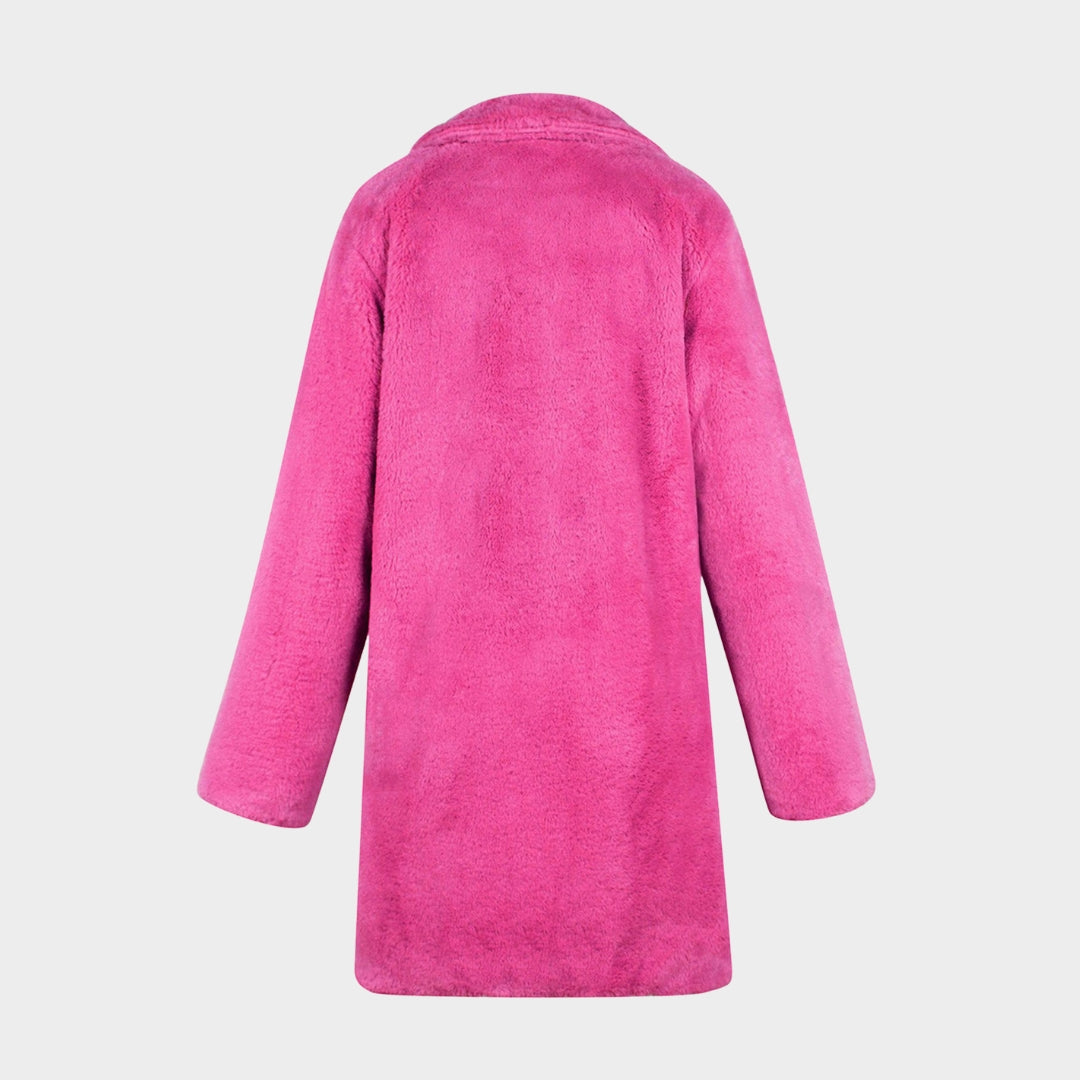 Women’s Winter Teddy Bear Faux Coat – Warm Pink Jacket, Stylish Outwear for Cold Weather