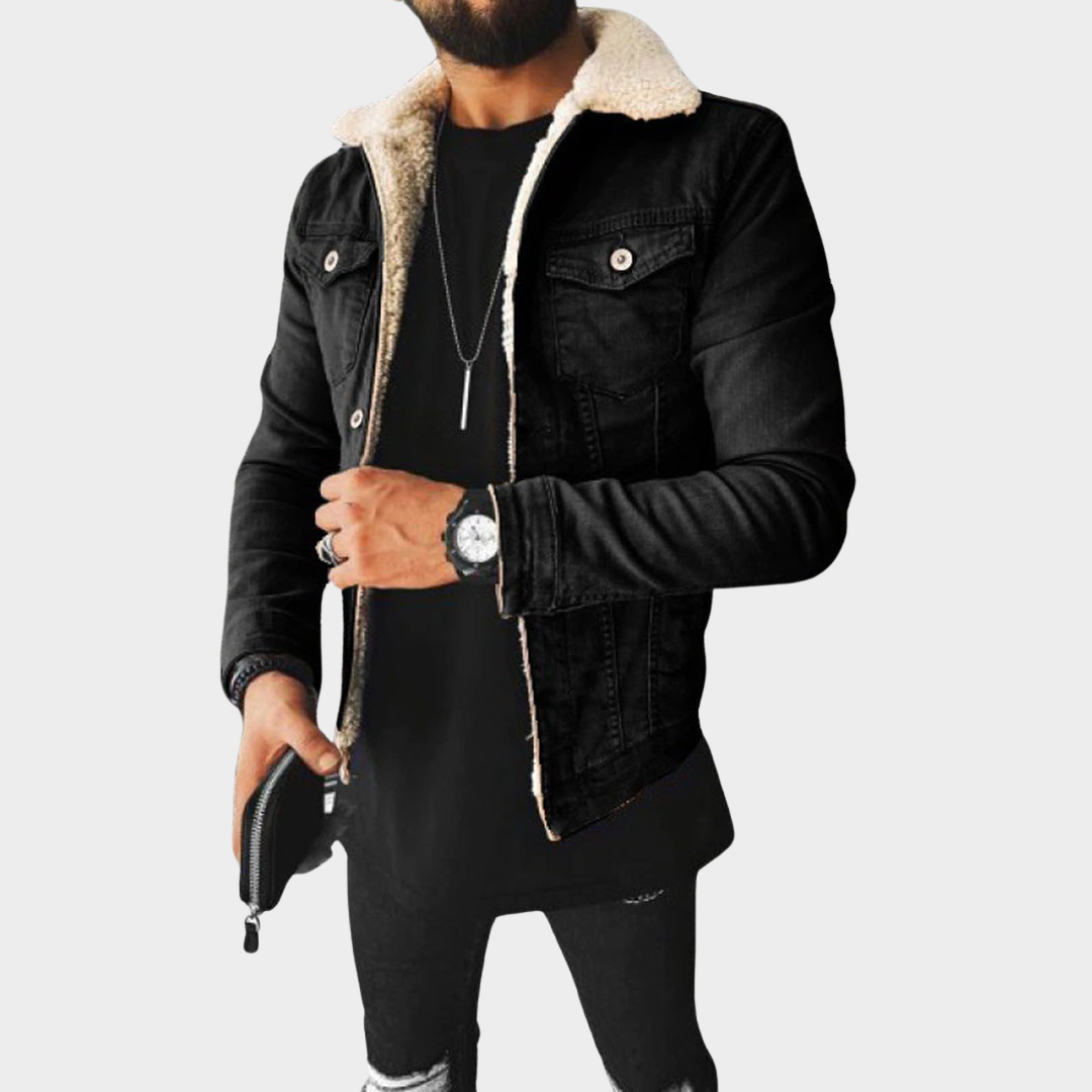 Men's Denim Jacket - Lapel Collar - Buttoned - Plush Lining - Casual Fit - Multiple Colours