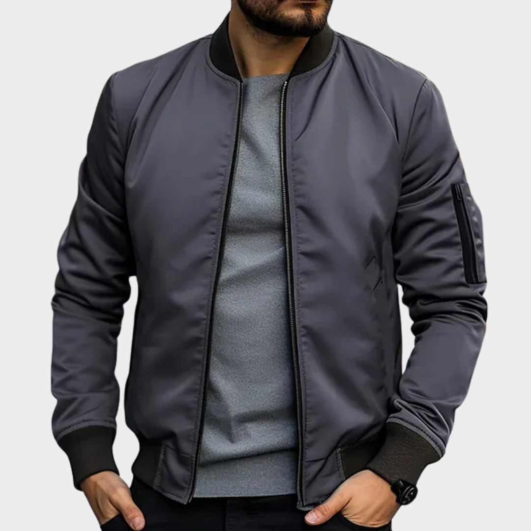 Men’s Regular Fit Bomber Jacket – Lightweight Breathable Fabric – Ribbed Trim Detailing – Multiple Colours