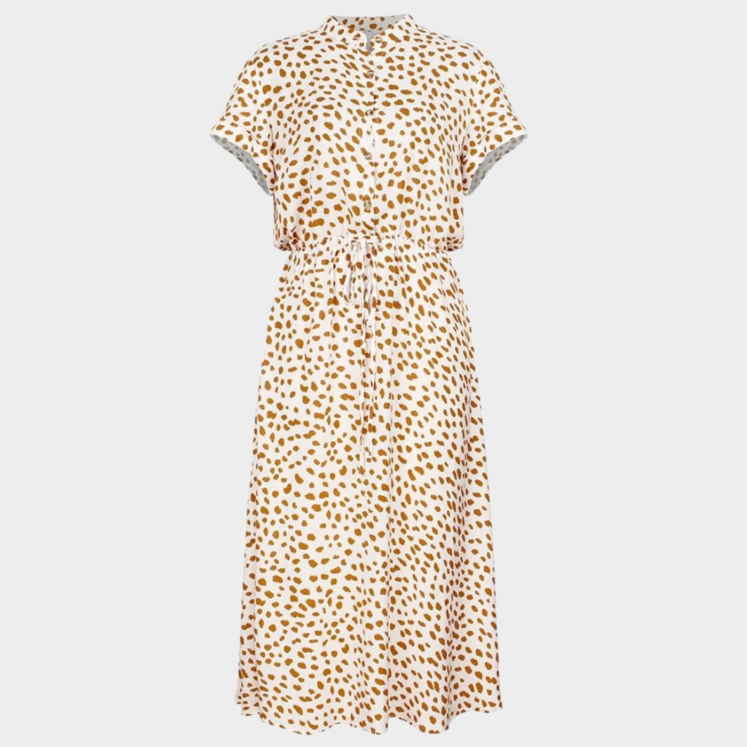 Women’s A-Line Midi Shirt Dress – Relaxed Fit – Leopard Print – Lightweight Fabric – Multiple Colours