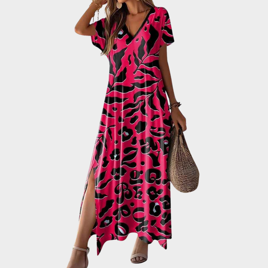 Women's Long Dress – Relaxed Fit with Hawaii-Inspired Printed Style – Multiple Colours