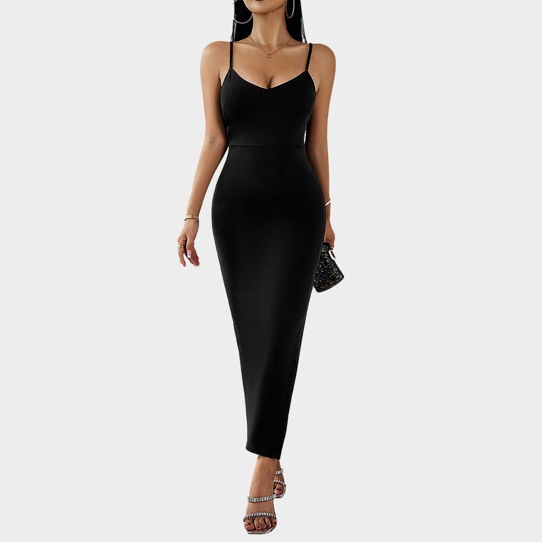 Women's Spaghetti Strap Bodycon Maxi Dress - V-Neck - Slim Fit - Multiple Colours