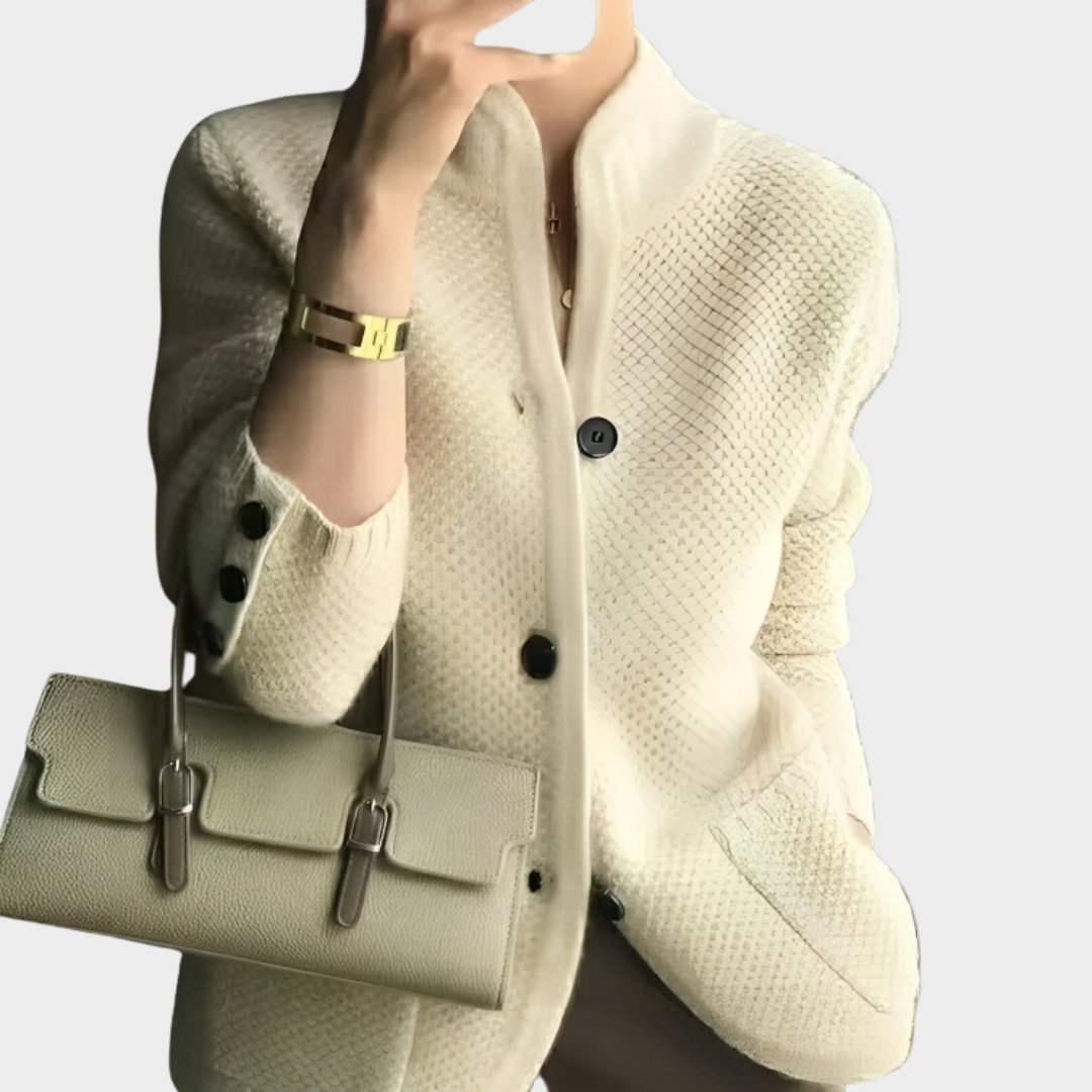 Women's Knitted Cardigan Jacket – Stand Collar – Button Decor – Thickened – Lightweight Outerwear – Multiple Colours