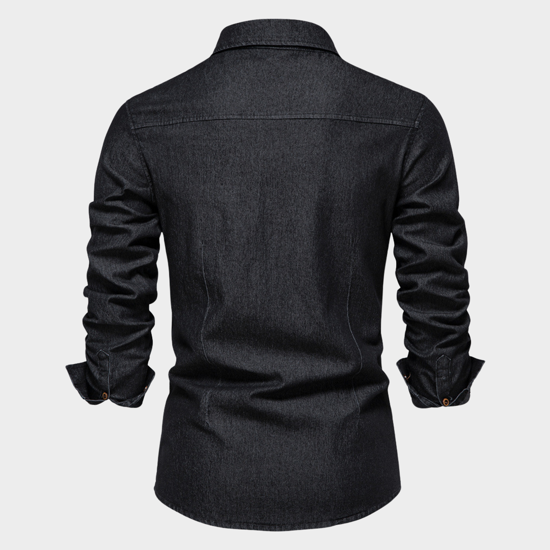 Men's Denim Shirt - Long Sleeve - 100% Cotton - Business Casual - Multiple Colours