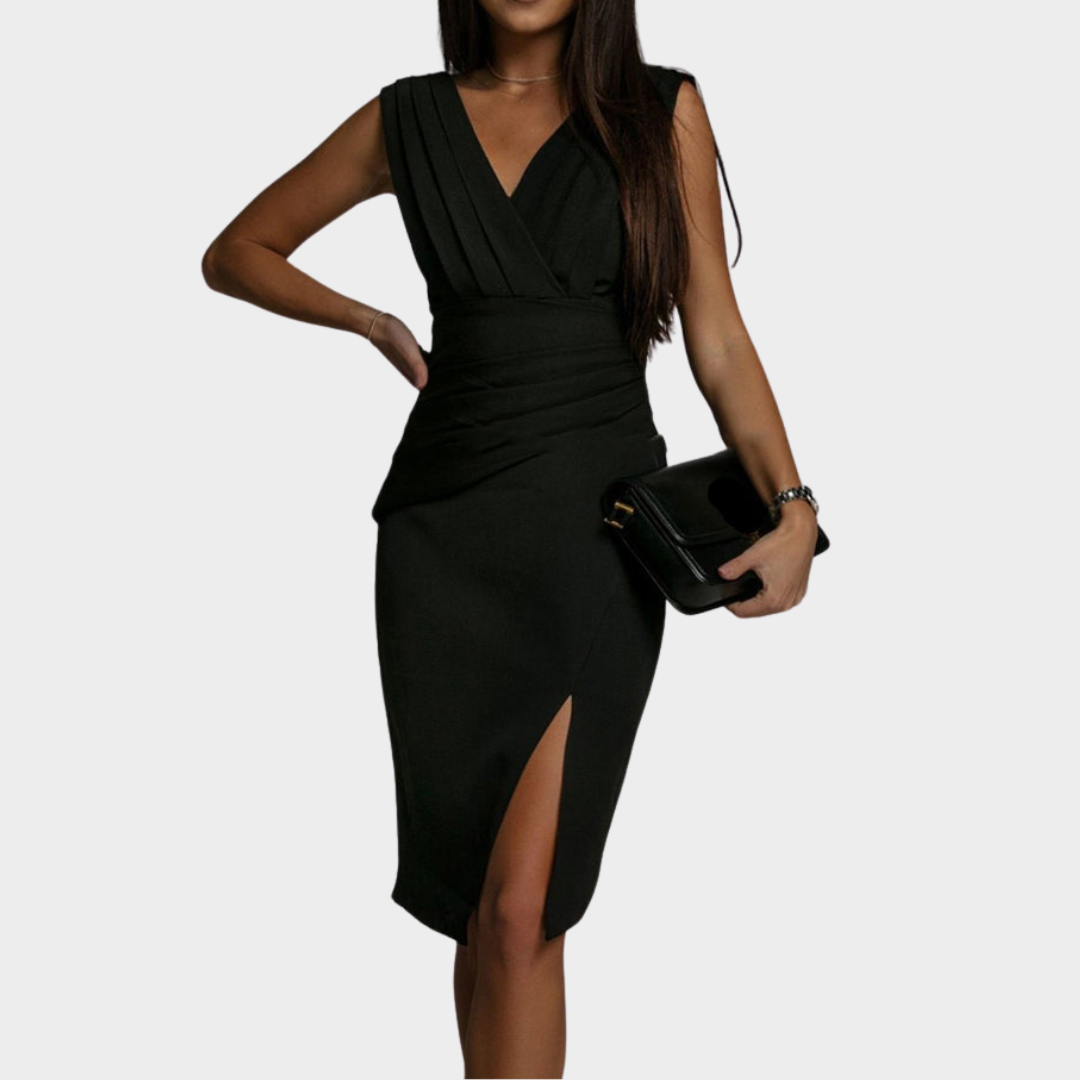Women’s Long Evening Dress – Sleeveless V-Neck Split Design – High Waist Fit – Lightweight Stretch Fabric – Multiple Colours