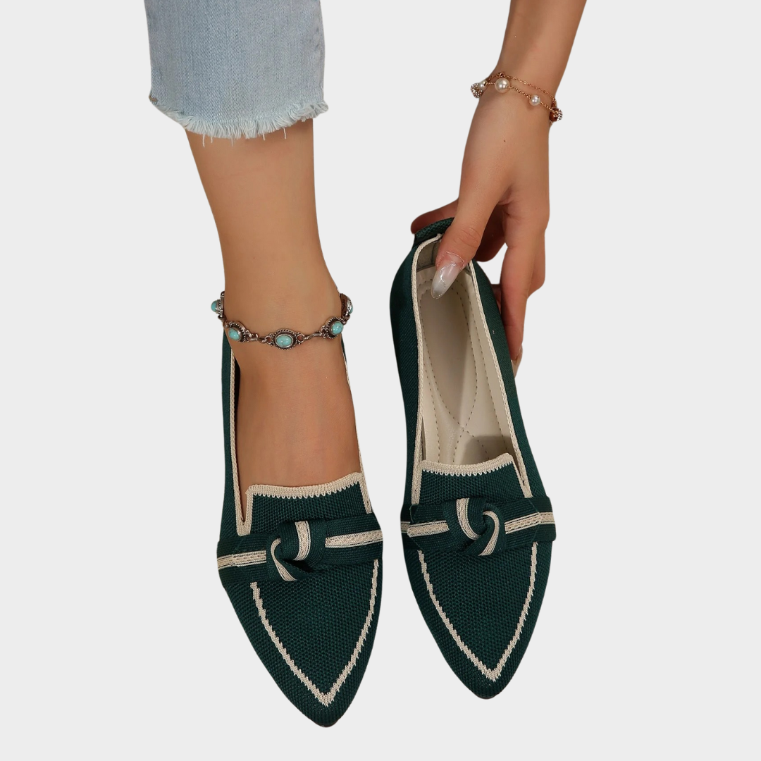 Women’s Flat Slip-On Loafers – Pointed Toe Woven Casual Shoes – Breathable Bow Design – Comfortable Low Heel – Multiple Colours