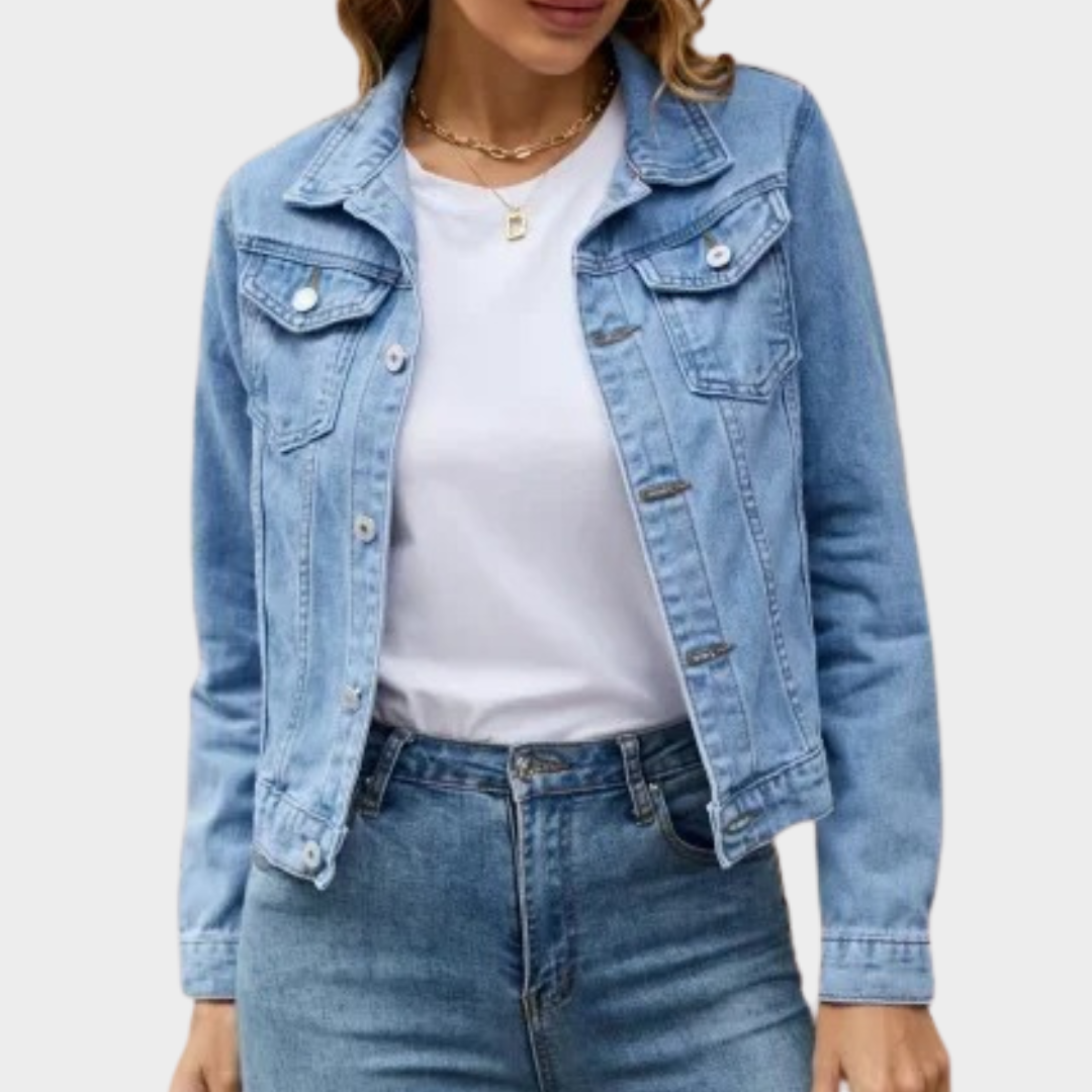 Women’s Slim Fit Denim Jacket – Lapel Detail with Silhouette-Smoothing Design – Multiple Colours